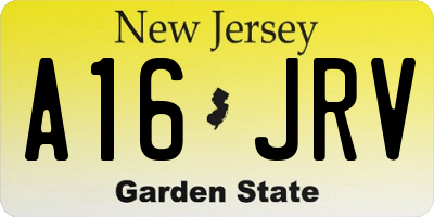NJ license plate A16JRV