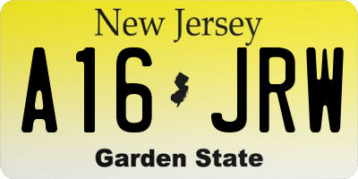 NJ license plate A16JRW