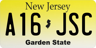 NJ license plate A16JSC