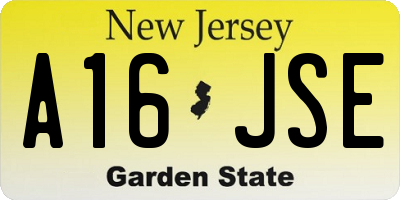 NJ license plate A16JSE