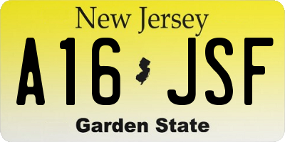 NJ license plate A16JSF