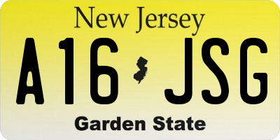 NJ license plate A16JSG
