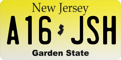 NJ license plate A16JSH