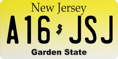 NJ license plate A16JSJ