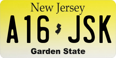 NJ license plate A16JSK