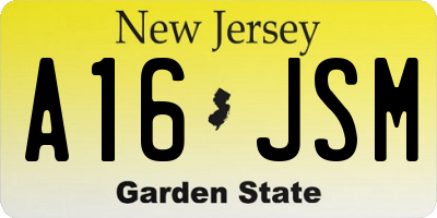 NJ license plate A16JSM