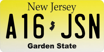 NJ license plate A16JSN
