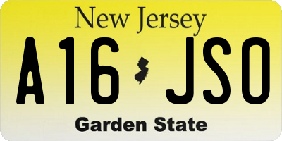 NJ license plate A16JSO