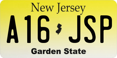 NJ license plate A16JSP