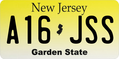 NJ license plate A16JSS