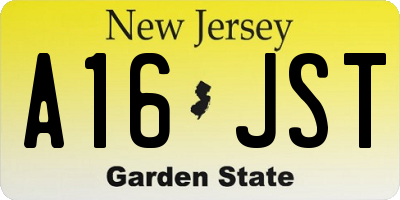 NJ license plate A16JST