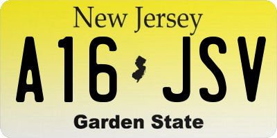 NJ license plate A16JSV