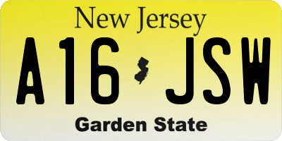 NJ license plate A16JSW