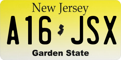 NJ license plate A16JSX