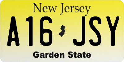NJ license plate A16JSY