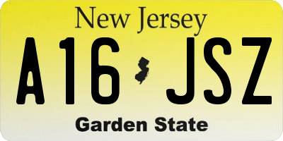 NJ license plate A16JSZ