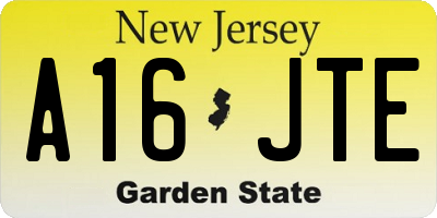 NJ license plate A16JTE