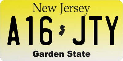 NJ license plate A16JTY