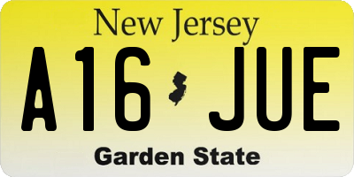 NJ license plate A16JUE