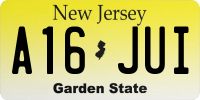 NJ license plate A16JUI