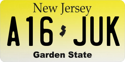 NJ license plate A16JUK