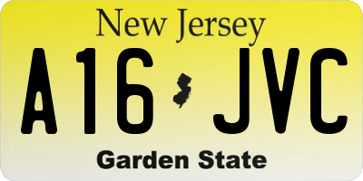 NJ license plate A16JVC