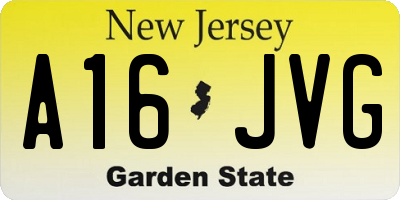NJ license plate A16JVG