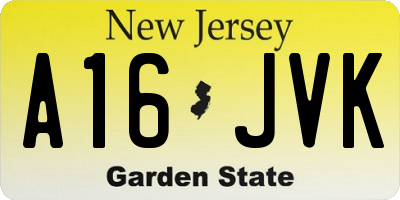 NJ license plate A16JVK