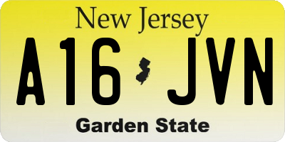 NJ license plate A16JVN
