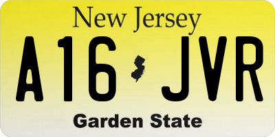 NJ license plate A16JVR