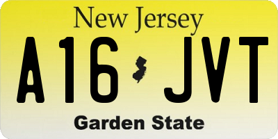 NJ license plate A16JVT