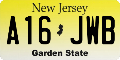 NJ license plate A16JWB
