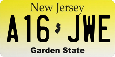 NJ license plate A16JWE