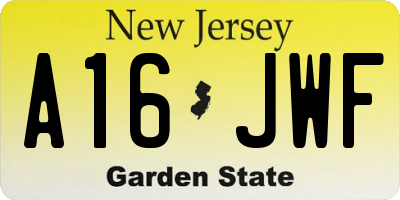 NJ license plate A16JWF