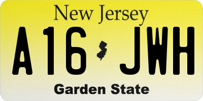 NJ license plate A16JWH