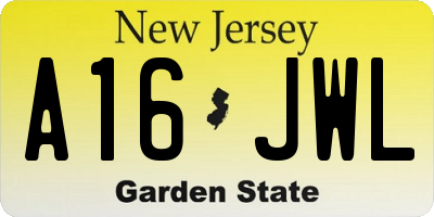NJ license plate A16JWL