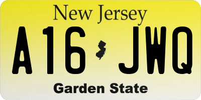 NJ license plate A16JWQ