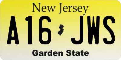 NJ license plate A16JWS