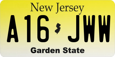 NJ license plate A16JWW