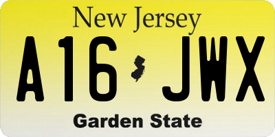 NJ license plate A16JWX