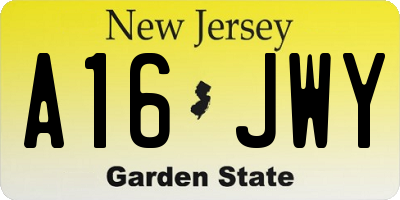 NJ license plate A16JWY