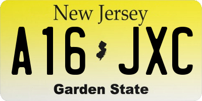 NJ license plate A16JXC