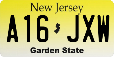 NJ license plate A16JXW
