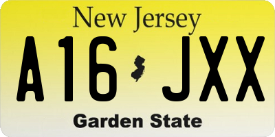 NJ license plate A16JXX