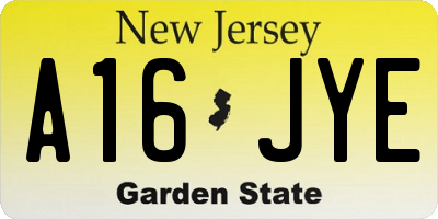 NJ license plate A16JYE