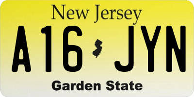 NJ license plate A16JYN