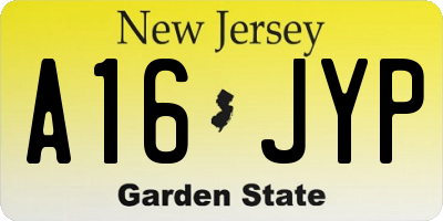 NJ license plate A16JYP