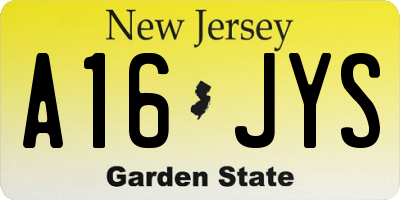 NJ license plate A16JYS