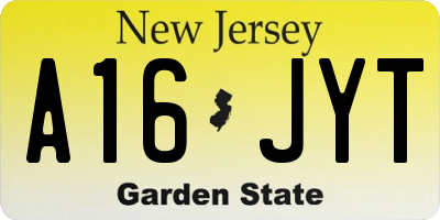 NJ license plate A16JYT
