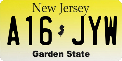 NJ license plate A16JYW